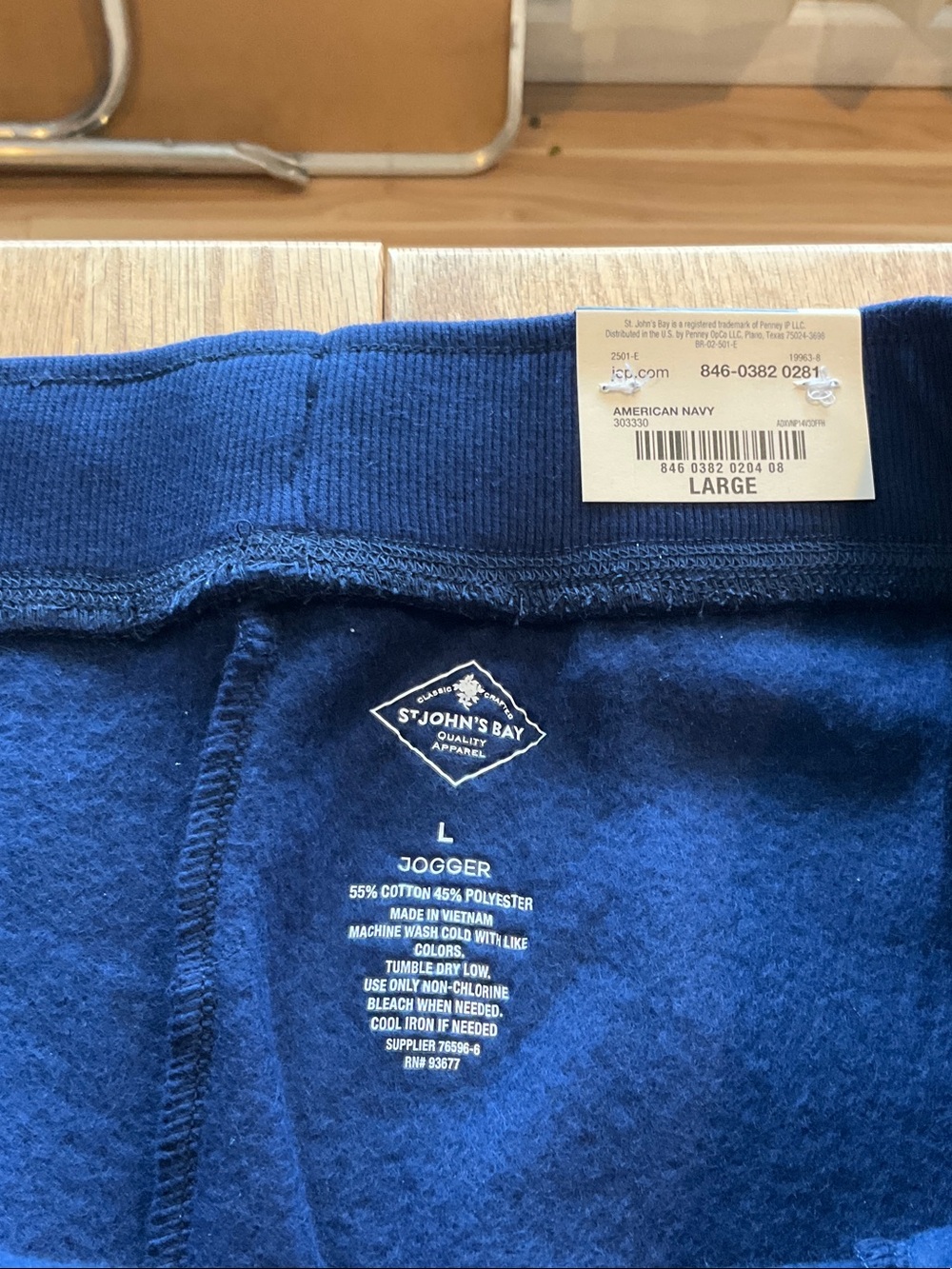 NWT St. John's Bay Navy Blue Mid Rise Easy Fit Drawstring Jogger Pants - Picture 8 of 12